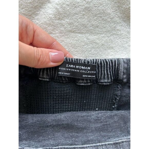 Zara EUC Denim Cropped Off Shoulder Top Ruffled Sleeves Size S - Picture 12 of 15